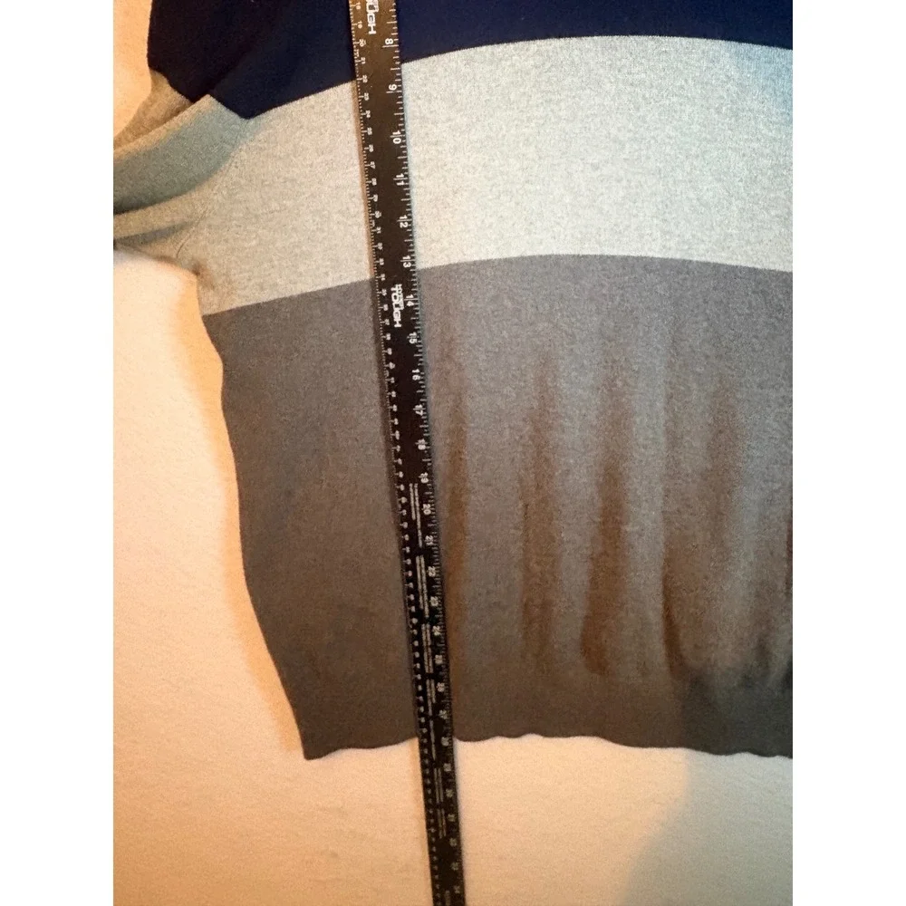 Banana Republic Premium‎ Luxe Yarn Sweater Large Navy Tan Gray Colorblock